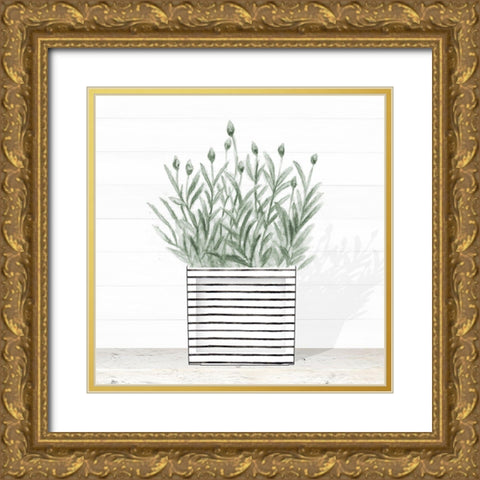 Lavender In Modern Pot III Gold Ornate Wood Framed Art Print with Double Matting by Gaynor, Janice