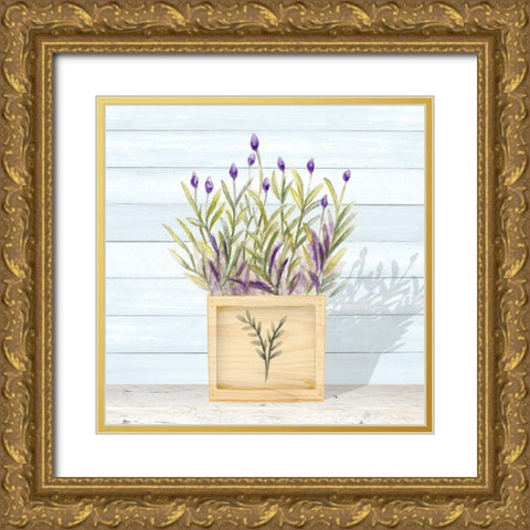Lavender and Wood Square II Gold Ornate Wood Framed Art Print with Double Matting by Gaynor, Janice