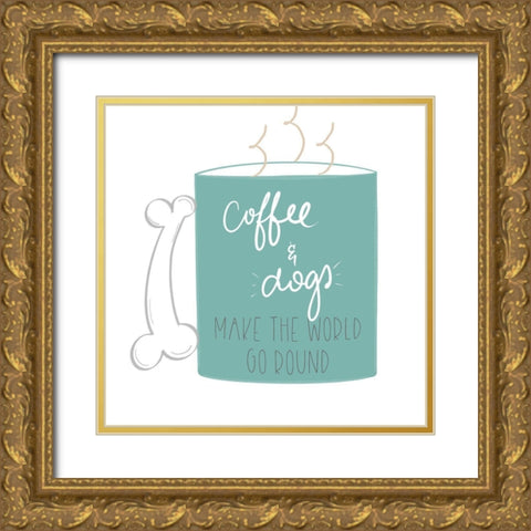 Coffee and Dogs Gold Ornate Wood Framed Art Print with Double Matting by Navas, Emily