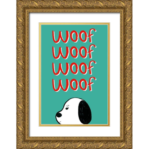 Woof Gold Ornate Wood Framed Art Print with Double Matting by Navas, Emily