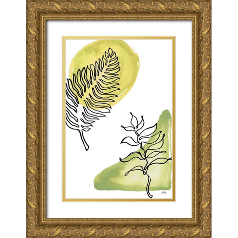 Tropical Palm Contours I Gold Ornate Wood Framed Art Print with Double Matting by Medley, Elizabeth