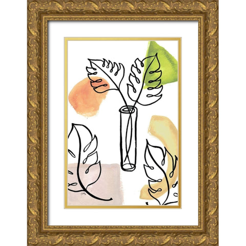 Tropical Palm Contours II Gold Ornate Wood Framed Art Print with Double Matting by Medley, Elizabeth