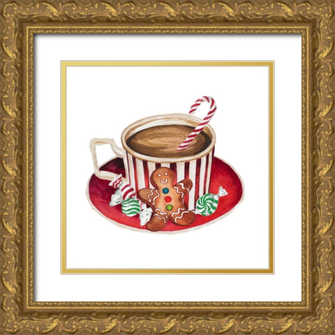 Gingerbread and a Mug Full of Cocoa III Gold Ornate Wood Framed Art Print with Double Matting by Medley, Elizabeth