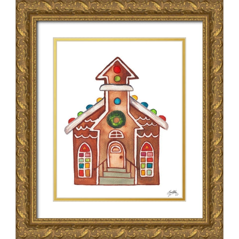 Gingerbread and Candy House II Gold Ornate Wood Framed Art Print with Double Matting by Medley, Elizabeth