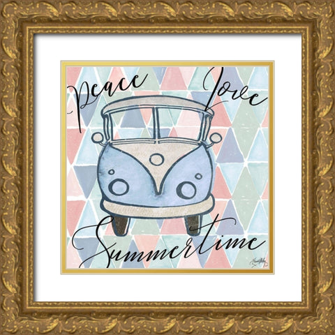 Peace Bus I Gold Ornate Wood Framed Art Print with Double Matting by Medley, Elizabeth