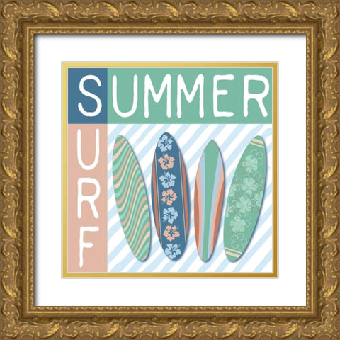 Summer Surf Gold Ornate Wood Framed Art Print with Double Matting by Medley, Elizabeth