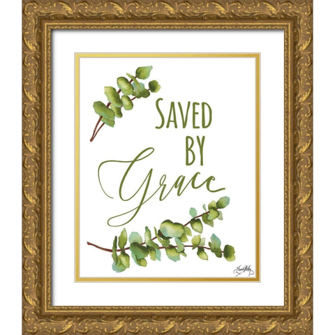 Saved By Grace Gold Ornate Wood Framed Art Print with Double Matting by Medley, Elizabeth