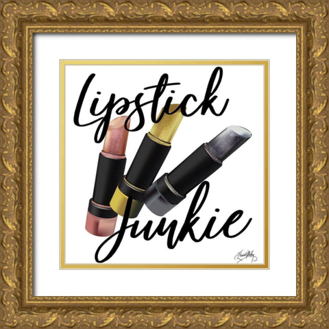 Lipstick Junkie Gold Ornate Wood Framed Art Print with Double Matting by Medley, Elizabeth