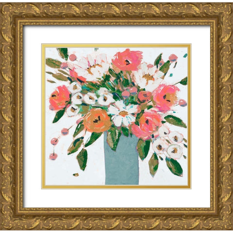 A Burst Of Pink Joy Gold Ornate Wood Framed Art Print with Double Matting by Krinlox