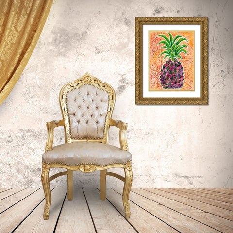 Pineapple Collage II Gold Ornate Wood Framed Art Print with Double Matting by Ritter, Gina
