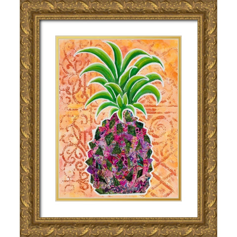 Pineapple Collage II Gold Ornate Wood Framed Art Print with Double Matting by Ritter, Gina