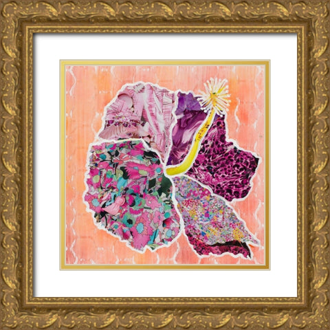 Hibiscus Flower Collage Gold Ornate Wood Framed Art Print with Double Matting by Ritter, Gina