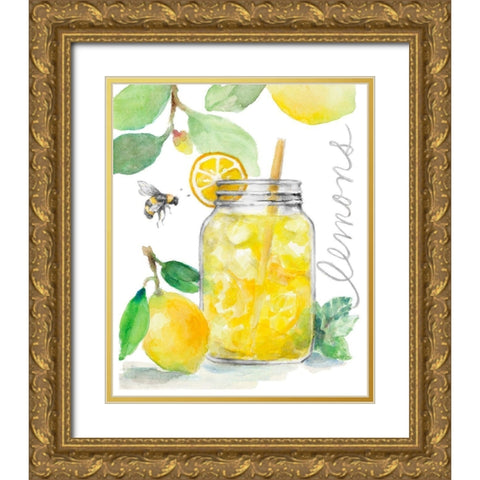 Bee-Friend The Lemons and Lemonade Gold Ornate Wood Framed Art Print with Double Matting by Loreth, Lanie