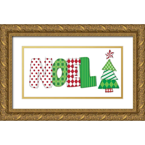 Christmas Wrapped Noel II Gold Ornate Wood Framed Art Print with Double Matting by SD Graphics Studio