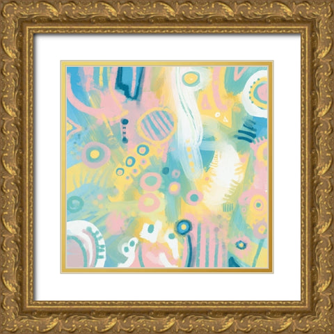 Dreamy Pastel Abstract Gold Ornate Wood Framed Art Print with Double Matting by Meneely, Dan