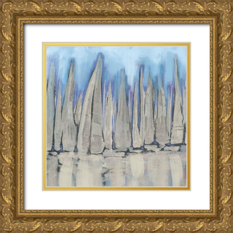 Sailboat Crowd II Gold Ornate Wood Framed Art Print with Double Matting by Meneely, Dan