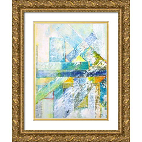 Summerview Abstract  I Gold Ornate Wood Framed Art Print with Double Matting by Diannart