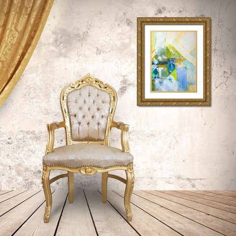 Summerview Abstract II Gold Ornate Wood Framed Art Print with Double Matting by Diannart
