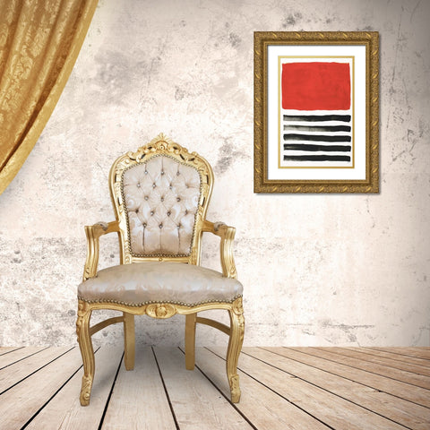 Red Jungle Time Gold Ornate Wood Framed Art Print with Double Matting by Pinto, Patricia
