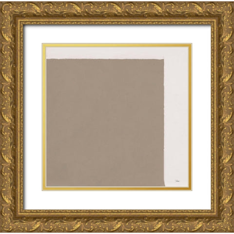 Neutral Block Abstract Gold Ornate Wood Framed Art Print with Double Matting by Pinto, Patricia