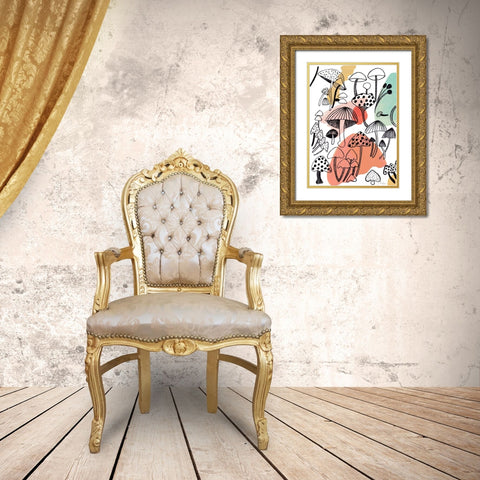 Fashion Mushrooms Gold Ornate Wood Framed Art Print with Double Matting by Pinto, Patricia