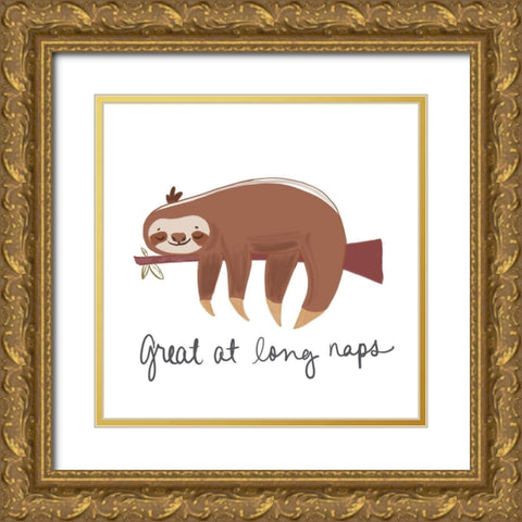 Long Naps Gold Ornate Wood Framed Art Print with Double Matting by Navas, Emily