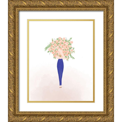 Flower Gal Gold Ornate Wood Framed Art Print with Double Matting by Quach, Anna
