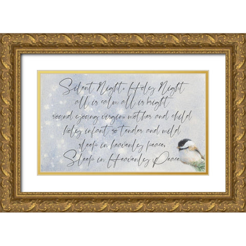 Silent Night Chickadee Gold Ornate Wood Framed Art Print with Double Matting by Loreth, Lanie