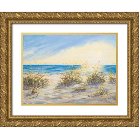 Coastal Sunrise Gold Ornate Wood Framed Art Print with Double Matting by DeRice, Julie