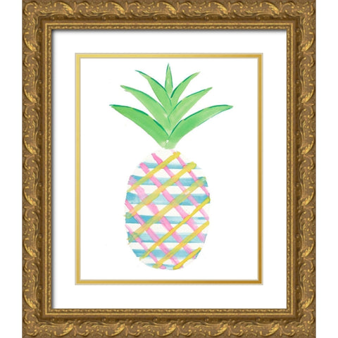 Punched Up Pineapple I Gold Ornate Wood Framed Art Print with Double Matting by DeRice, Julie