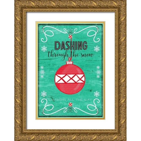 Dashing Through The Snow Gold Ornate Wood Framed Art Print with Double Matting by Metz, Andi