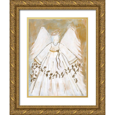 Guiding Angel Gold Ornate Wood Framed Art Print with Double Matting by Maria, Robin