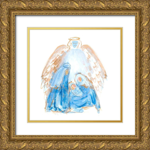 Blue and Gold Nativity II Gold Ornate Wood Framed Art Print with Double Matting by Maria, Robin