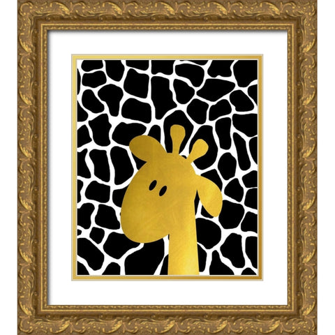 Gold Baby Giraffe Gold Ornate Wood Framed Art Print with Double Matting by Quach, Anna