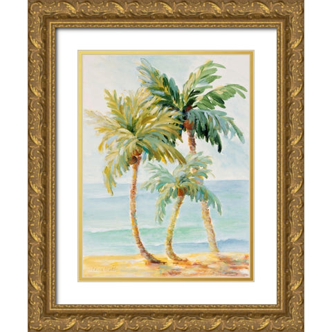 Palms In Paradise I Gold Ornate Wood Framed Art Print with Double Matting by Loreth, Lanie