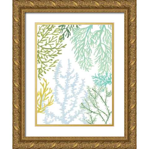 Budding Vertical Coral II Gold Ornate Wood Framed Art Print with Double Matting by Loreth, Lanie