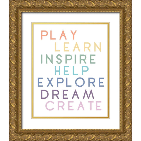 Play And Learn Gold Ornate Wood Framed Art Print with Double Matting by Quach, Anna