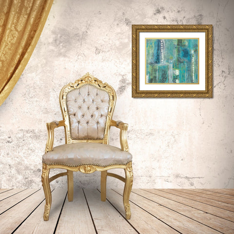 Conceptual Greens Gold Ornate Wood Framed Art Print with Double Matting by Pattinian, Merri