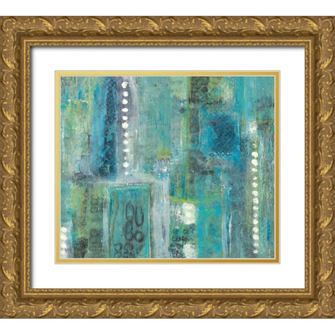 Conceptual Greens Gold Ornate Wood Framed Art Print with Double Matting by Pattinian, Merri