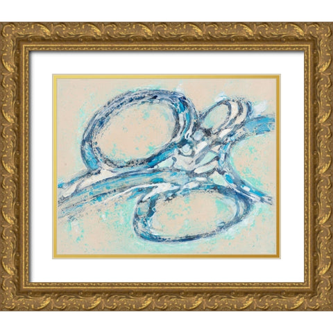 Blue Swirl I Gold Ornate Wood Framed Art Print with Double Matting by Pattinian, Merri