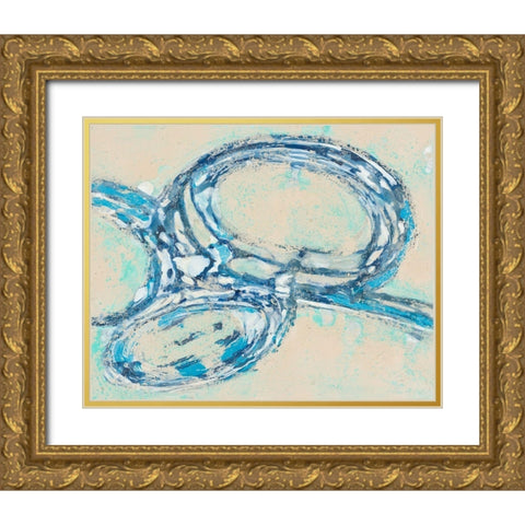 Blue Swirl II Gold Ornate Wood Framed Art Print with Double Matting by Pattinian, Merri
