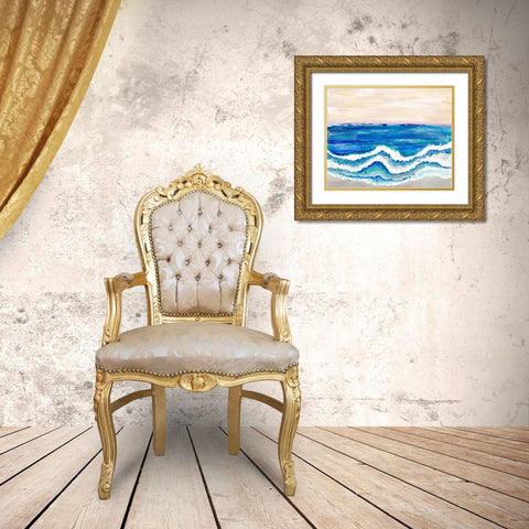 Rolling Waves II Gold Ornate Wood Framed Art Print with Double Matting by Pattinian, Merri