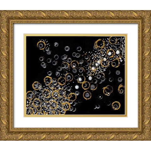 Black and Gold Bubbles II Gold Ornate Wood Framed Art Print with Double Matting by Pattinian, Merri