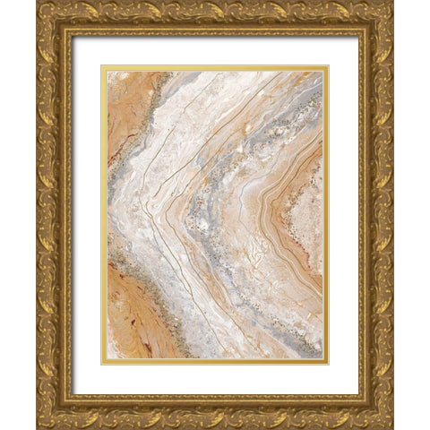 Cool Earth Marble Abstract Gold Ornate Wood Framed Art Print with Double Matting by Hakimipour, Tiffany