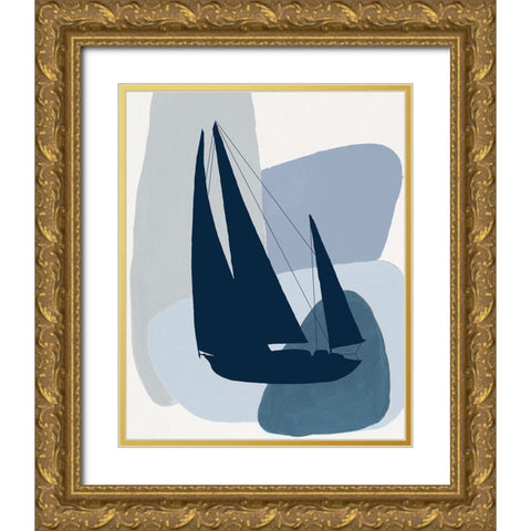 Modern Sails II Gold Ornate Wood Framed Art Print with Double Matting by Pinto, Patricia
