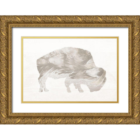 Muted Urban Bison Gold Ornate Wood Framed Art Print with Double Matting by Meneely, Dan