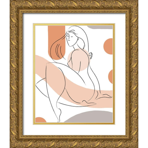Elegant Line Drawing II Gold Ornate Wood Framed Art Print with Double Matting by Mosher, Deidre