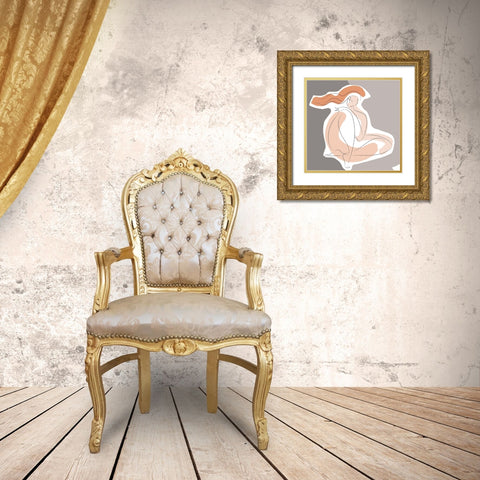 Seated Line Drawing IV Gold Ornate Wood Framed Art Print with Double Matting by Mosher, Deidre