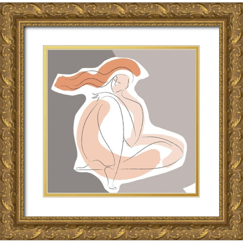 Seated Line Drawing IV Gold Ornate Wood Framed Art Print with Double Matting by Mosher, Deidre