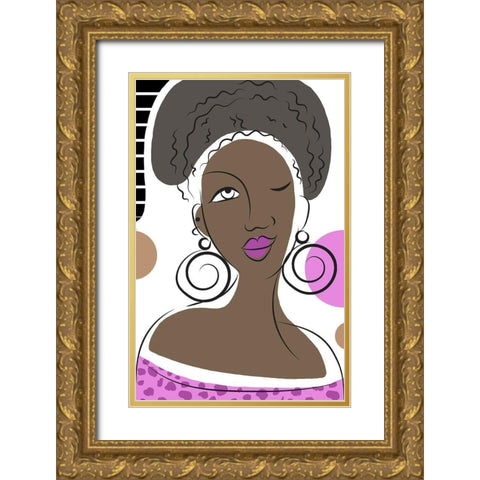 Winking Lady Gold Ornate Wood Framed Art Print with Double Matting by Mosher, Deidre